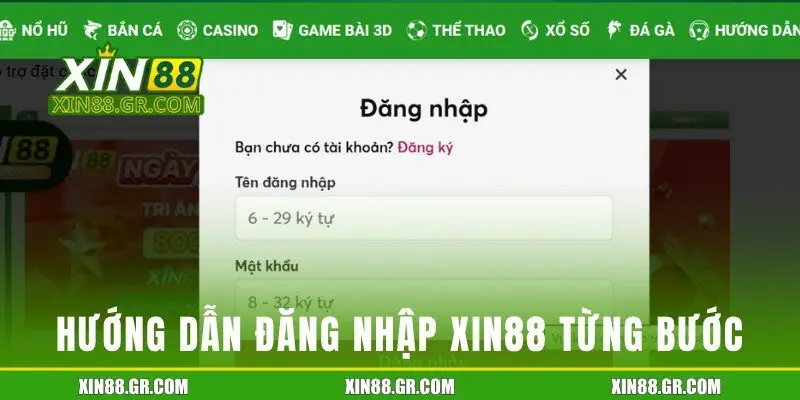 Hướng dẫn đăng nhập Xin88 cụ thể từng bước