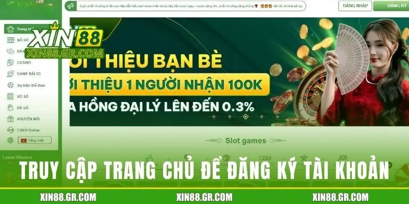 Truy cập trang chủ nếu muốn đăng ký tài khoản